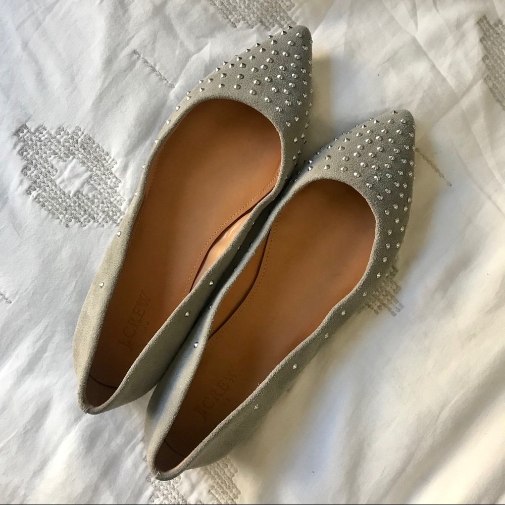 J. Crew Amelia suede studded pointed toe flats